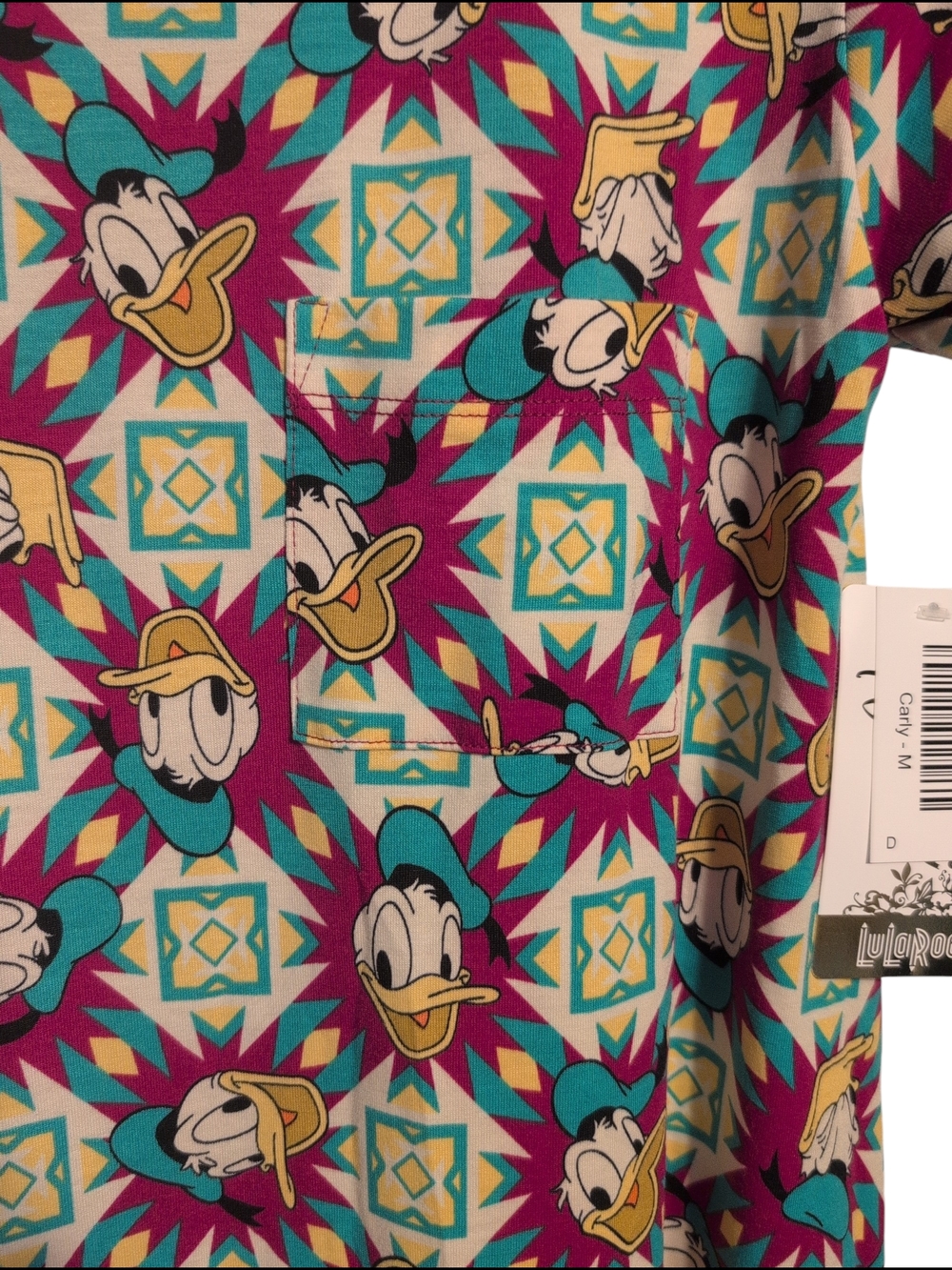 Nwt LuLaRoe Donald Duck Disney Soft Stretch Teacher Fun Dress Carly Medium